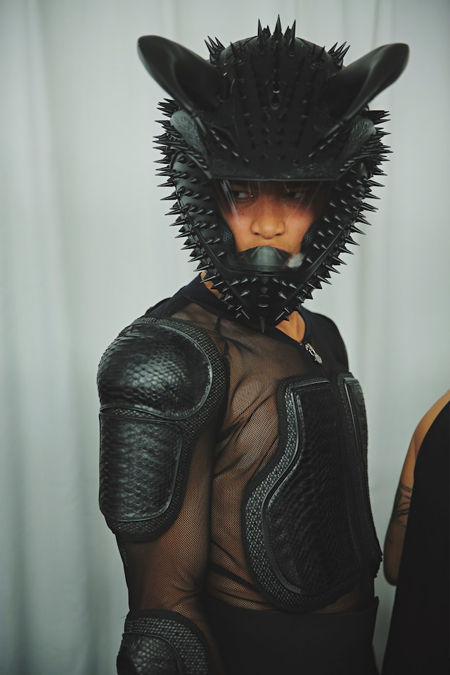 Philipp Plein AW15 Biker Black Menswear Mesh Helmet Spikes 1