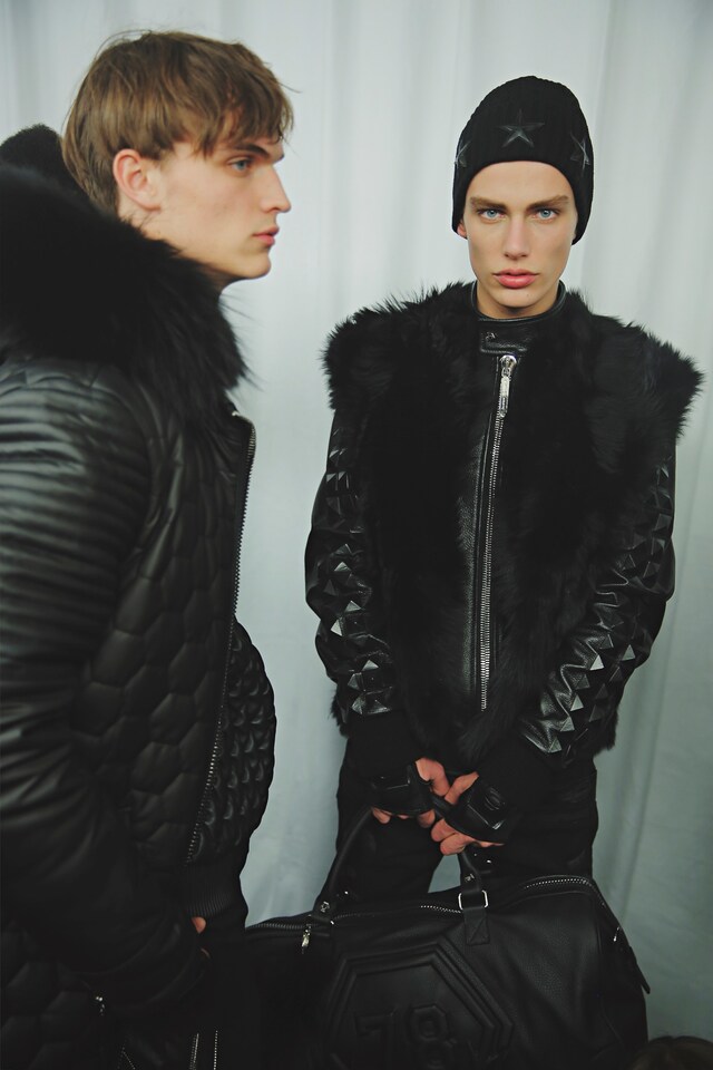 Philipp Plein AW15 Faux Fur Leather Texture Black Menswear 5