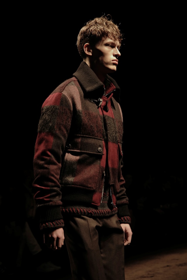 Salvatore Ferragamo Check Red Brown AW15 Runway 12