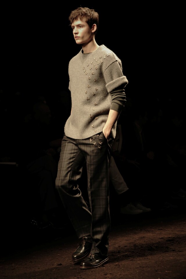 Salvatore Ferragamo Metal Detail Beige Check Knitwear AW15 16