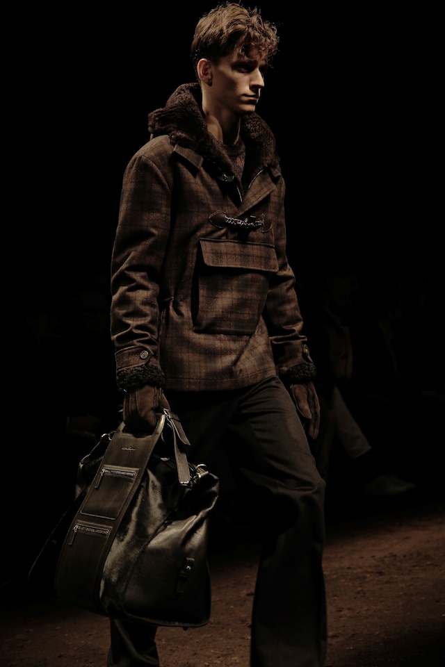 Salvatore Ferragamo AW15 Runway Check Brown Hood Wool 22