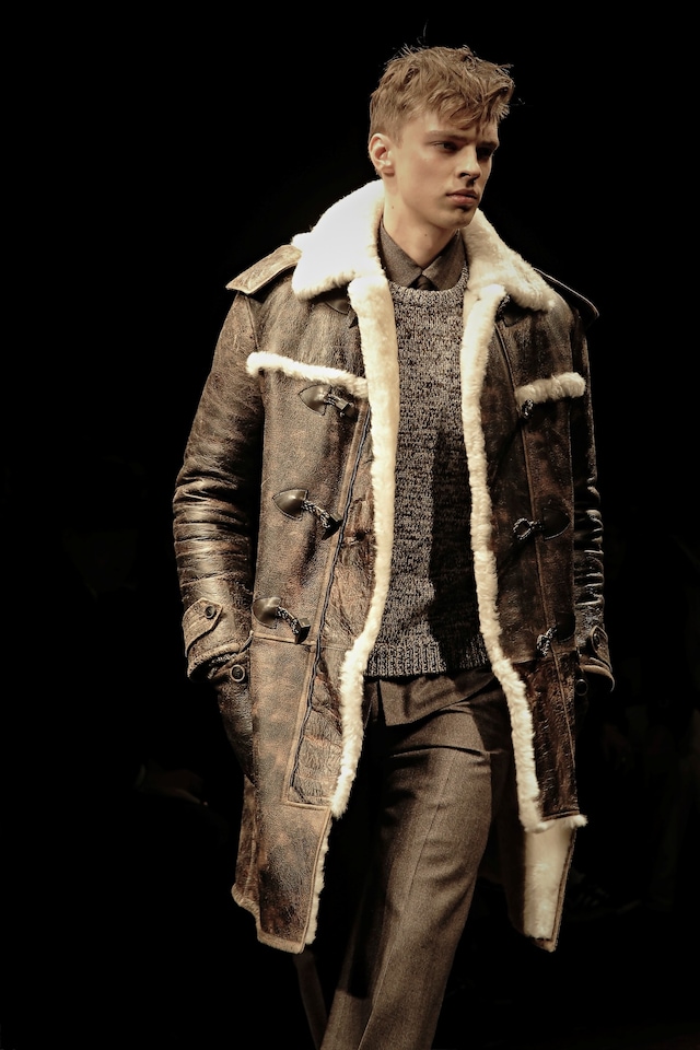 Salvatore Ferragamo AW15 Leather Aviator Wool Detail Runway 20