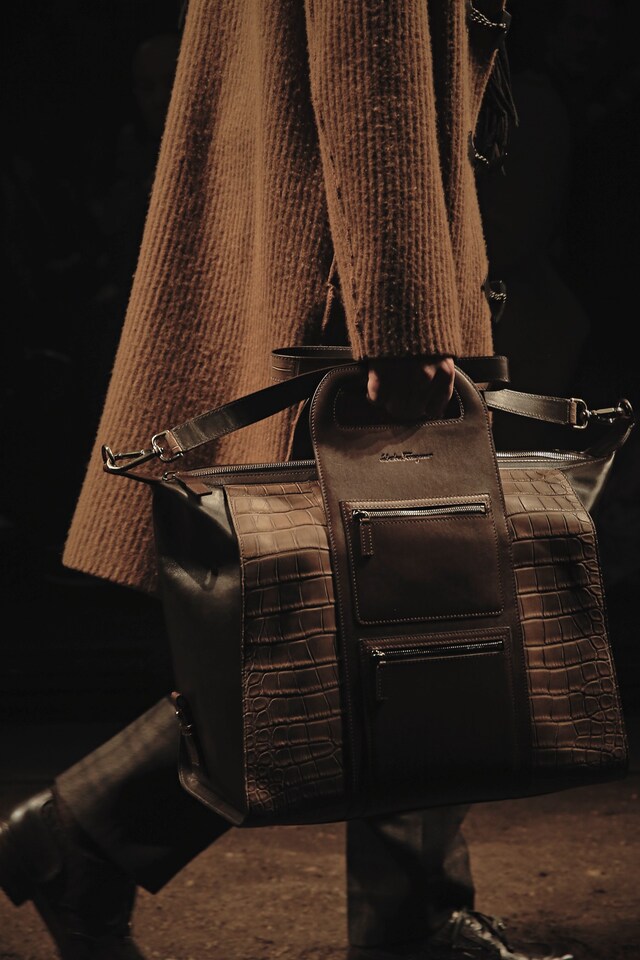 Salvatore Ferragamo AW15 Runway Bag Detail Leather Brown 30