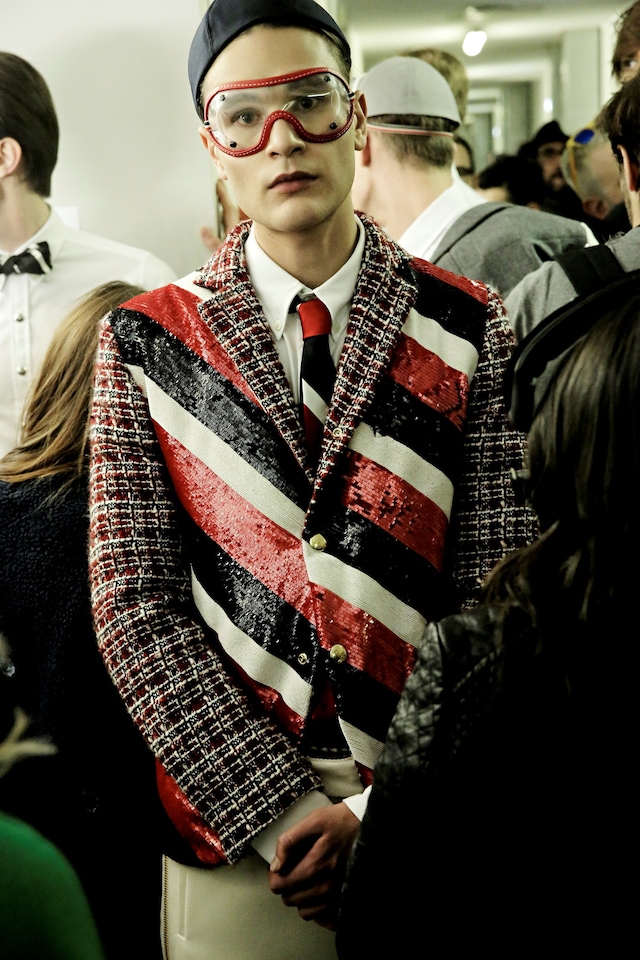 Moncler Gamme Bleu AW15 striped sequin jacket, Mens, Dazed 3