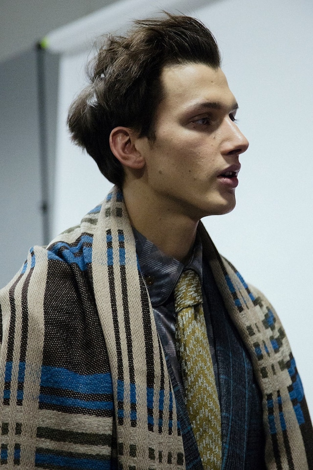 Vivienne Westwood AW15 beige + blue blanket, Menswear, Dazed 20
