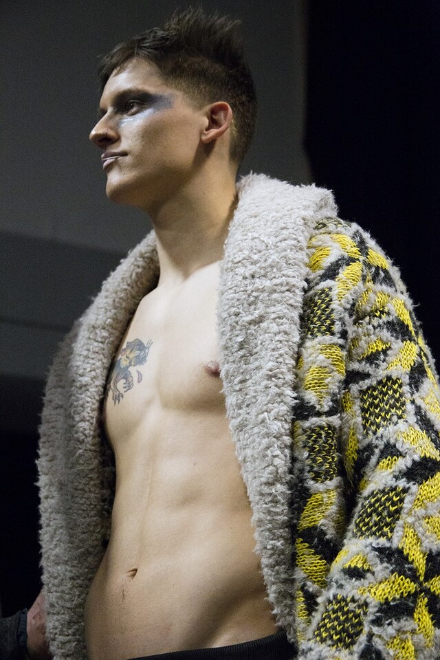Vivienne Westwood AW15 yellow cardigan, fur collar, Dazed 22