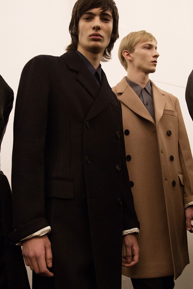 Prada AW15, beige coat, Dazed backstage 15