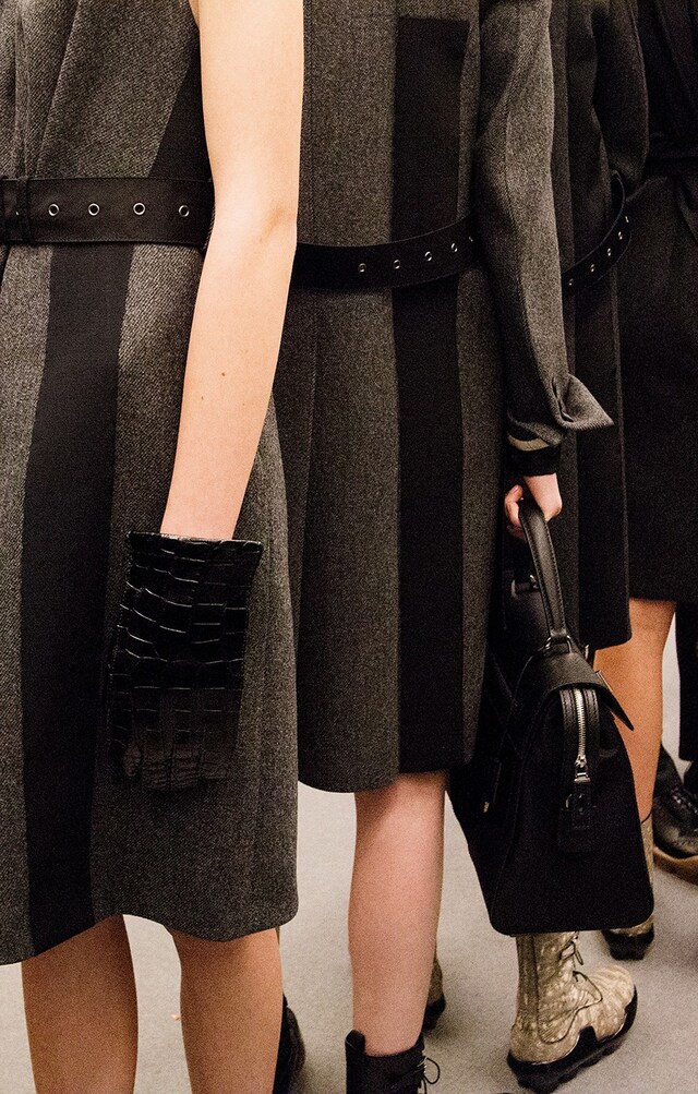 Prada AW15 crocodile hand clutch, mens, Dazed backstage 30