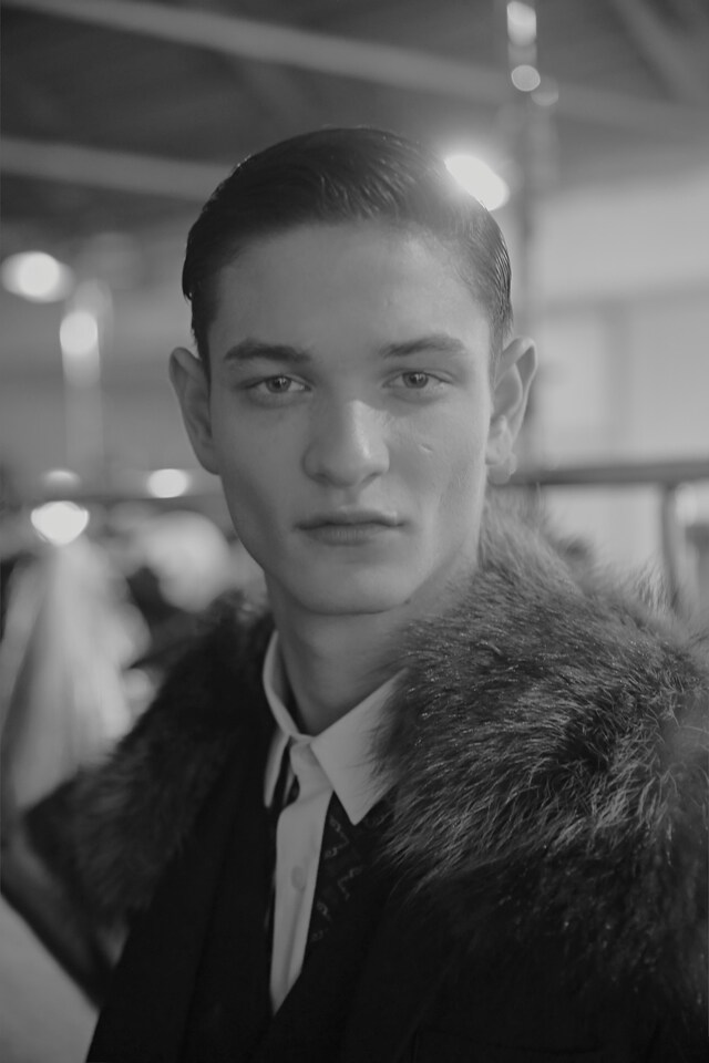Antonio Marras AW15 fur collar, Mens, Dazed backstage 7
