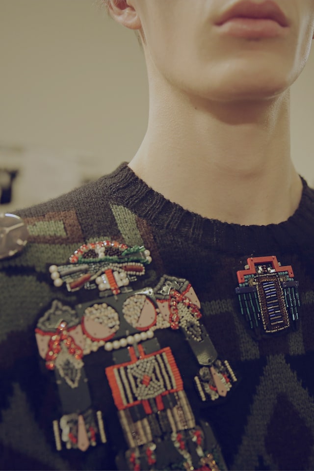 MSGM AW15 embelished robot, Menswear, Dazed backstage 13