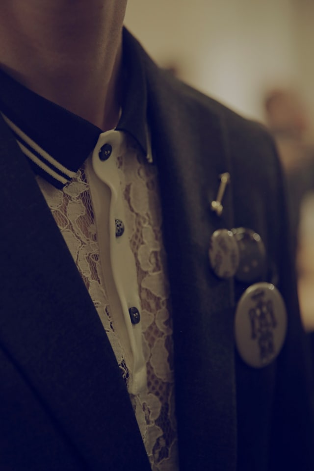 MSGM AW15 lace polo + arrow pin, Menswear, Dazed backstage 20