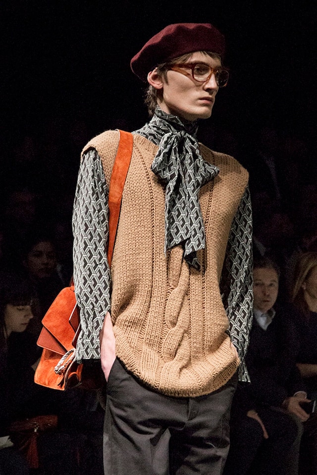 Gucci AW15 beret + neck scarf, Menswear, Dazed backstage 0