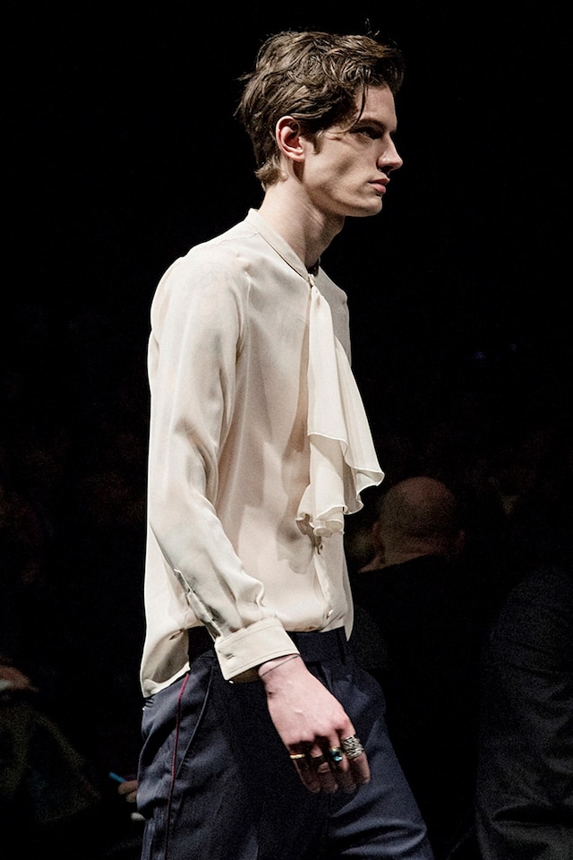 Gucci AW15 white chiffon blouse, Menswear, Dazed backstage 7