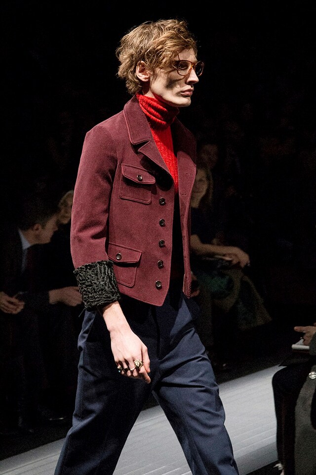 Gucci AW15 claret cropped jacket, Menswear, Dazed backstage 8
