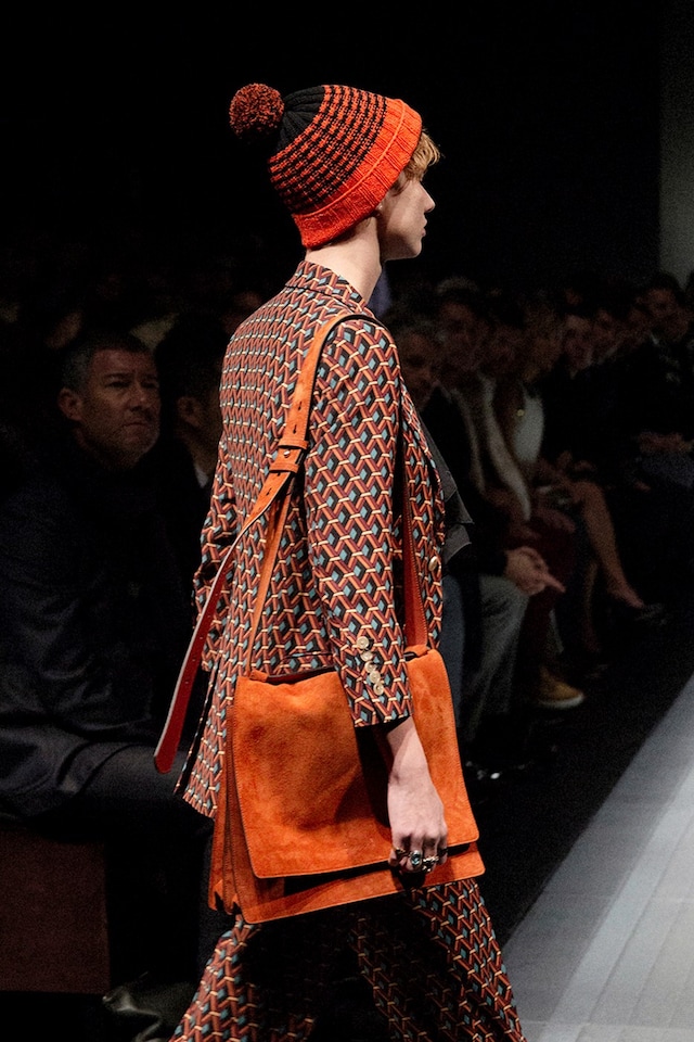 Gucci AW15 orange knit beanie, Menswear, Dazed backstage 20