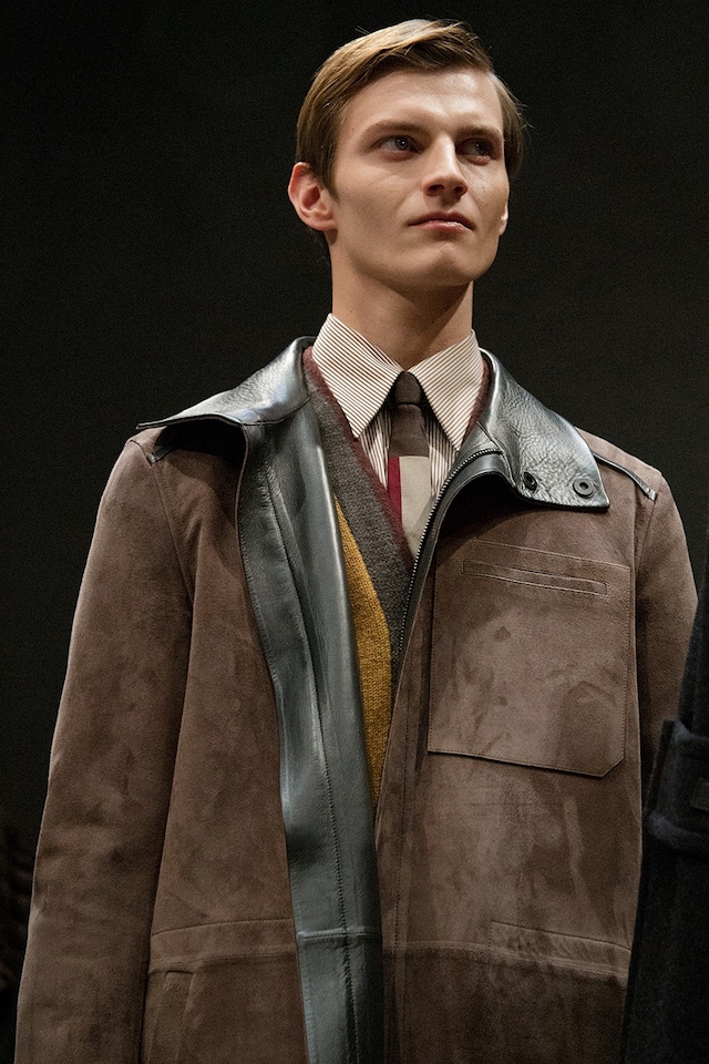 Fendi AW15 Mens Milan Leather And Suede Jacket Stripe Shirt 5