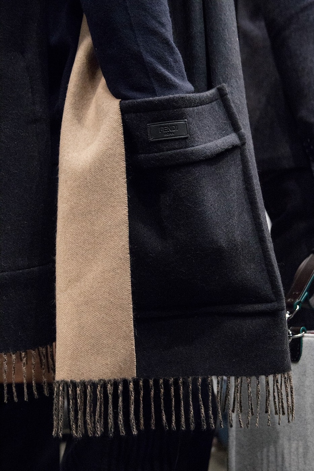 Fendi AW15 Mens Milan Fendi Label Fringed Scarf 20