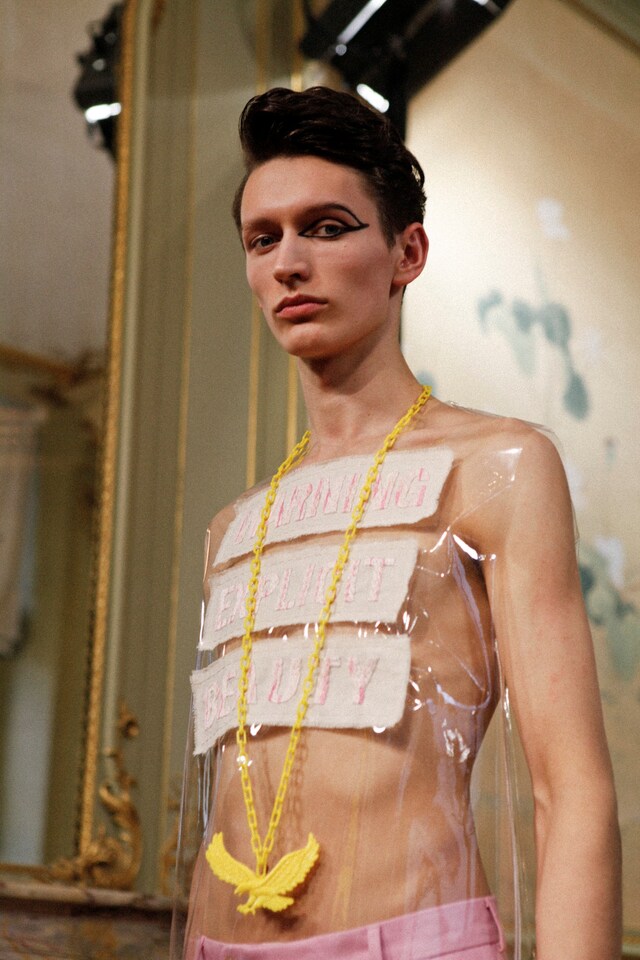 Walter Van Beirendonck AW15 Clear Plastic Slogan Eagle 11