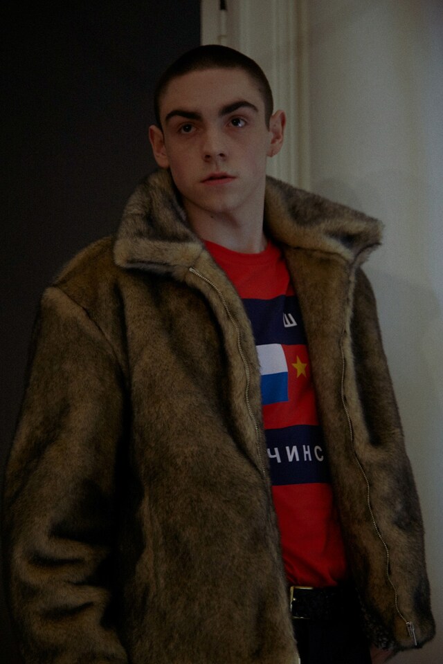 Gosha Rubchinskiy AW15 fur coat, Menswear, Dazed backstage 1