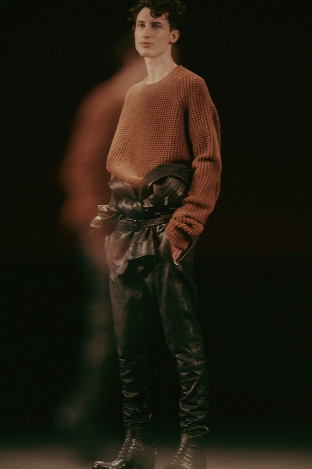Haider Ackermann AW15 Knit Bunched Waist Leather Trousers 6