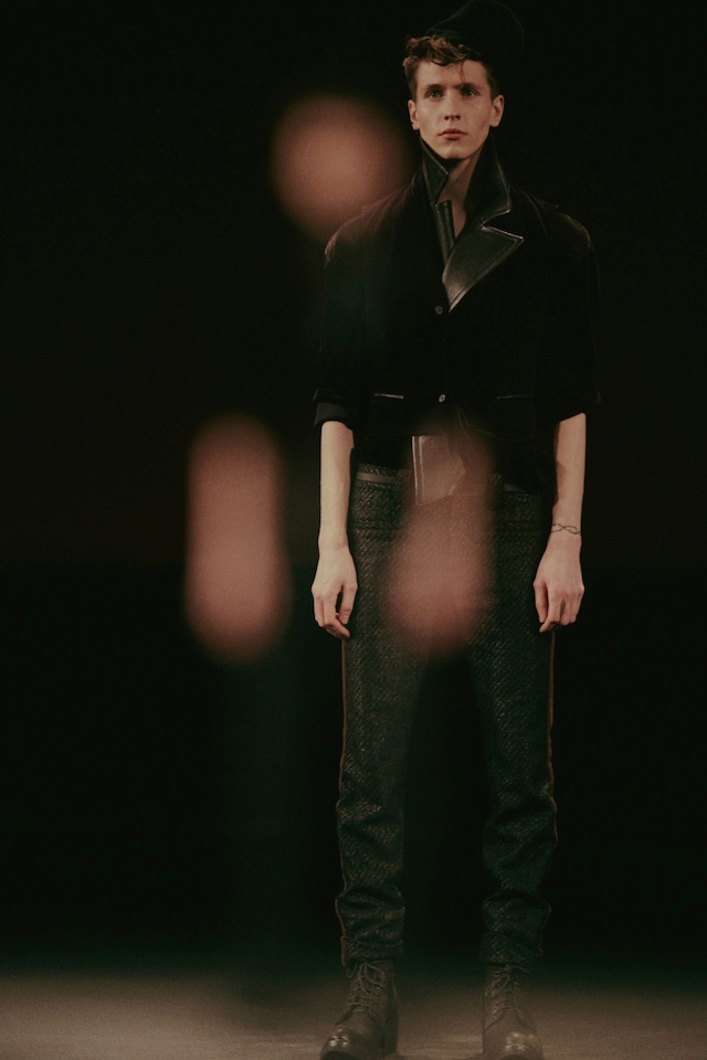 Haider Ackermann AW15 Mens Asymmetric Leather Collar Jeans 3