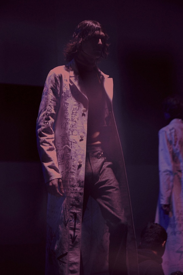 Raf Simons AW15 Mens Scribble Effect Longline Coat 7