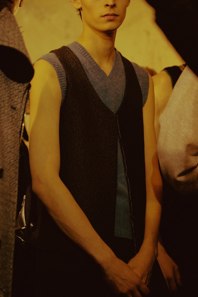 Raf Simons AW15 Mens Layered Knitwear V-neck Waistcoat 25