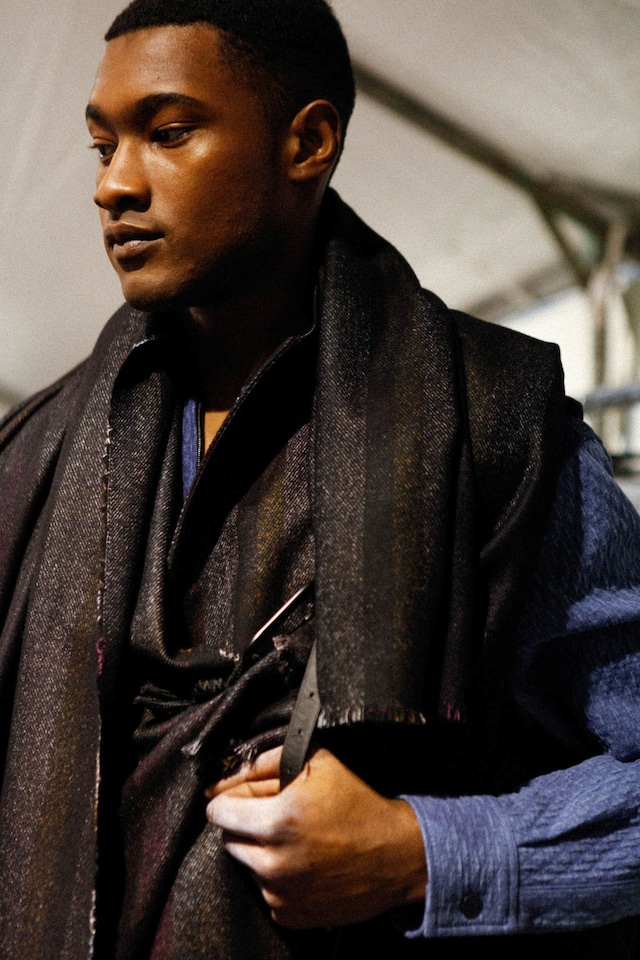 Phillip Lim AW15 Mens Paris Backstage Coat Blue Texture 0