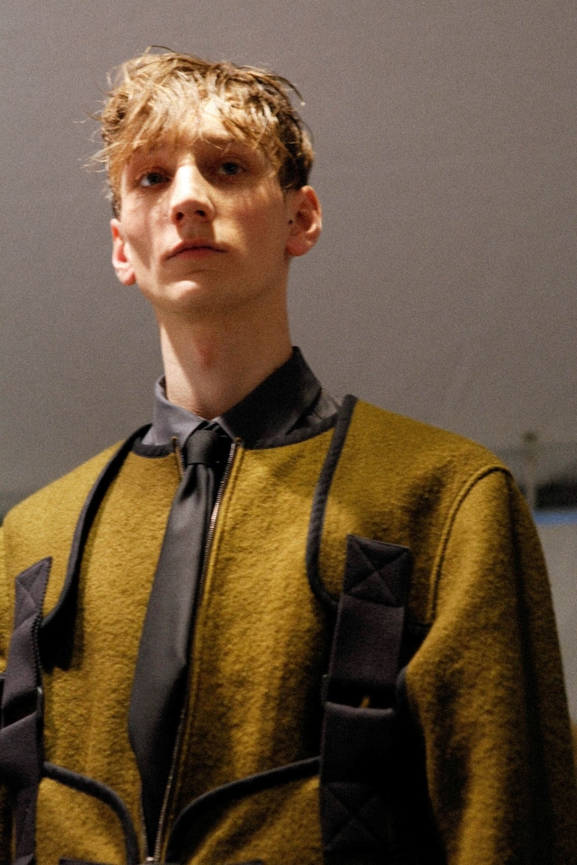 Phillip Lim AW15 Mens Khaki Jacket Buckles Tie Grey Shirt 9
