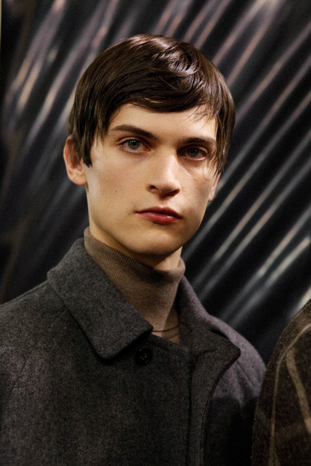 Kolor AW15 Mens Brown Turtleneck Grey Wool Coat 8