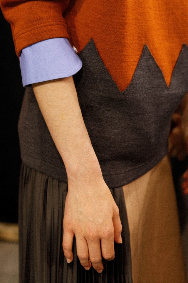 Kolor AW15 Mens Orange Grey Jumper Zig Zag Blue Cuff 22