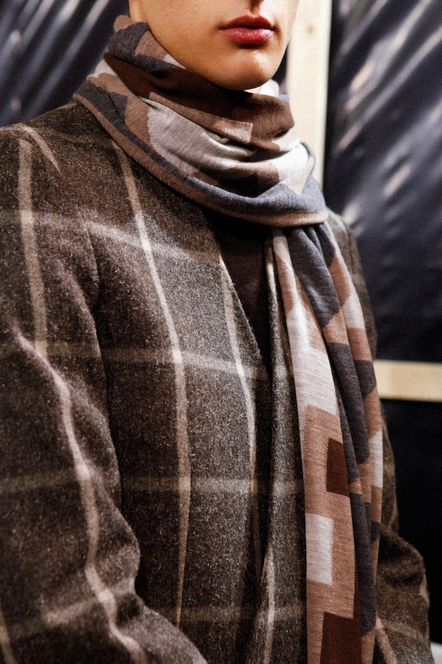 Kolor AW15 Mens Print Scarf Wool Jacket 23