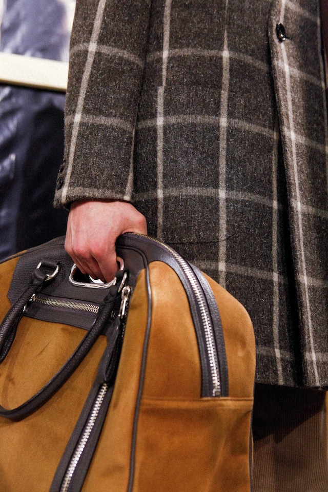 Kolor AW15 Mens Suede Tan Holdall Bag Print Coat 17