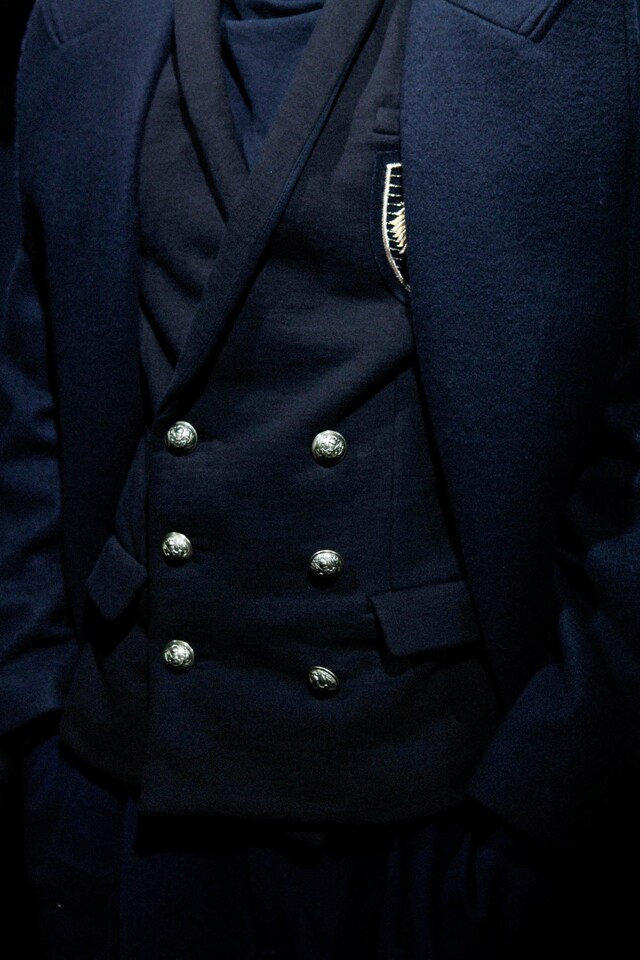 Backstage Balmain AW15 paris black jacket buttons detail 19
