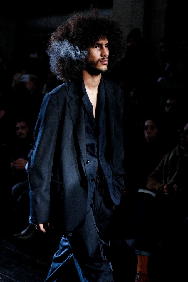Yohji Yamamoto AW15 Afro Grey Streak Loose Navy Suit 8