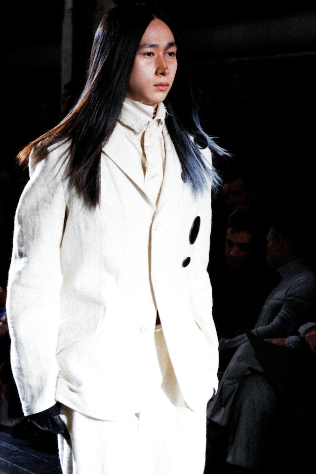Yohji Yamamoto AW15 Fray Edge Collar Cream Suit Buttons 9