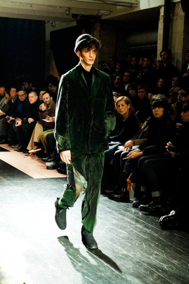 Yohji Yamamoto AW15 Bowler Hat Green Velvet Suit Boots 12