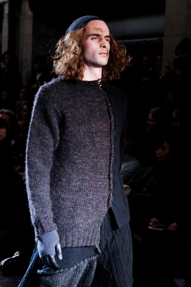 Yohji Yamamoto AW15 Beanie Two Tone Cable Knit Gloves 16