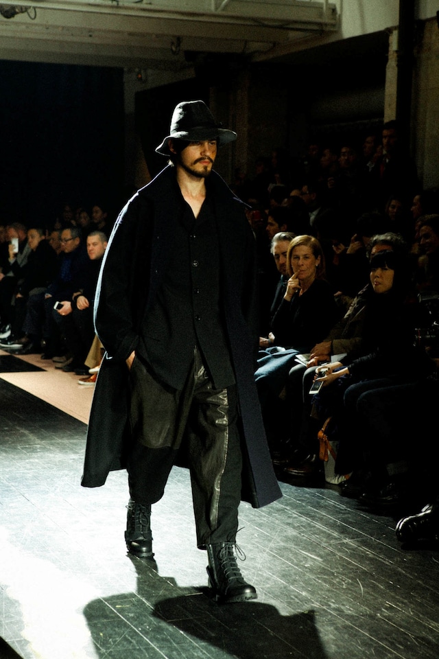 Yohji Yamamoto AW15 Fedora Black Coat Shiny Trousers 15