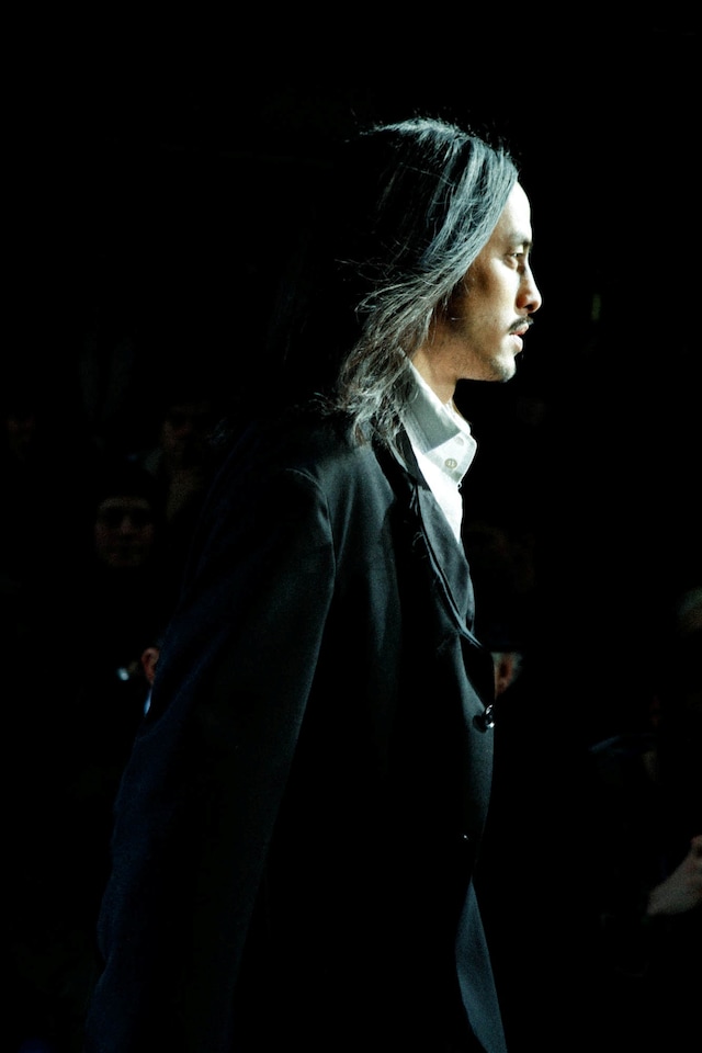 Yohji Yamamoto AW15 Grey Streak White Collar Black Jacket 19