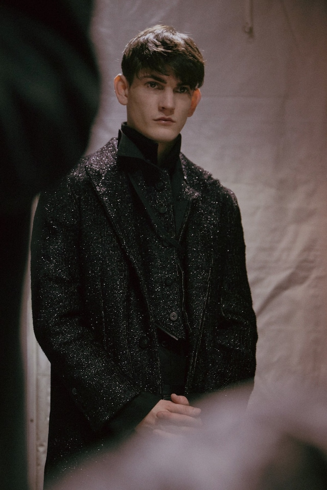 Ann Demeulemeester AW15 Flecked Black Jacket Collar Shirt 5