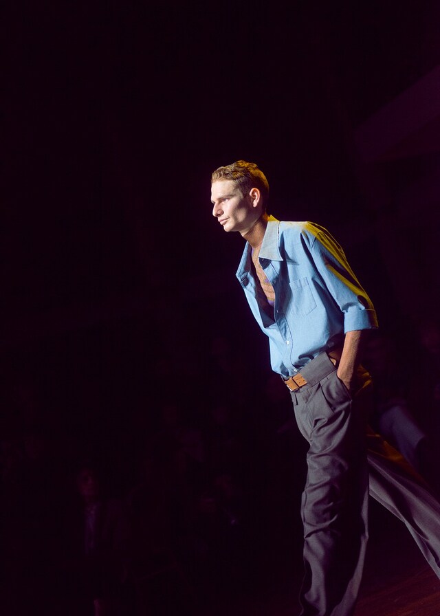 Maison Margiela AW15 Blue Open Shirt Slouch Trousers 9