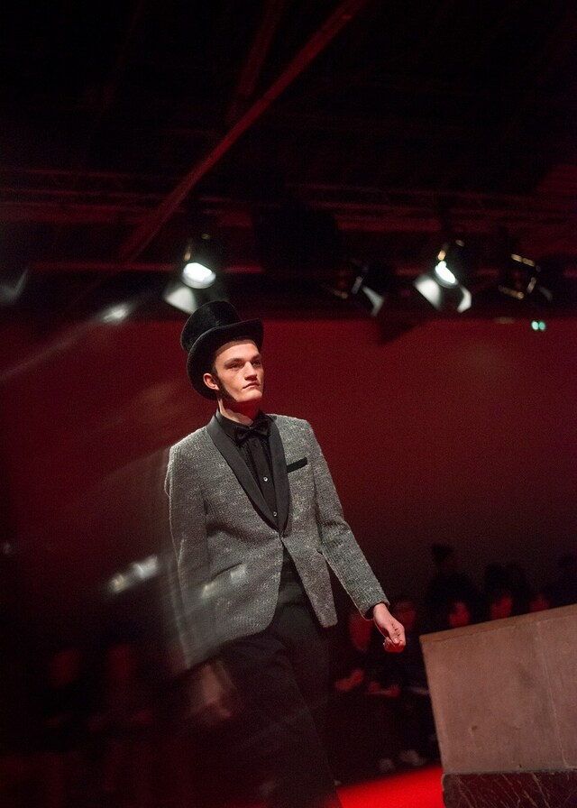 Junya Watanabe AW15 Top Hat Textured Dinner Jacket Bow Tie 3