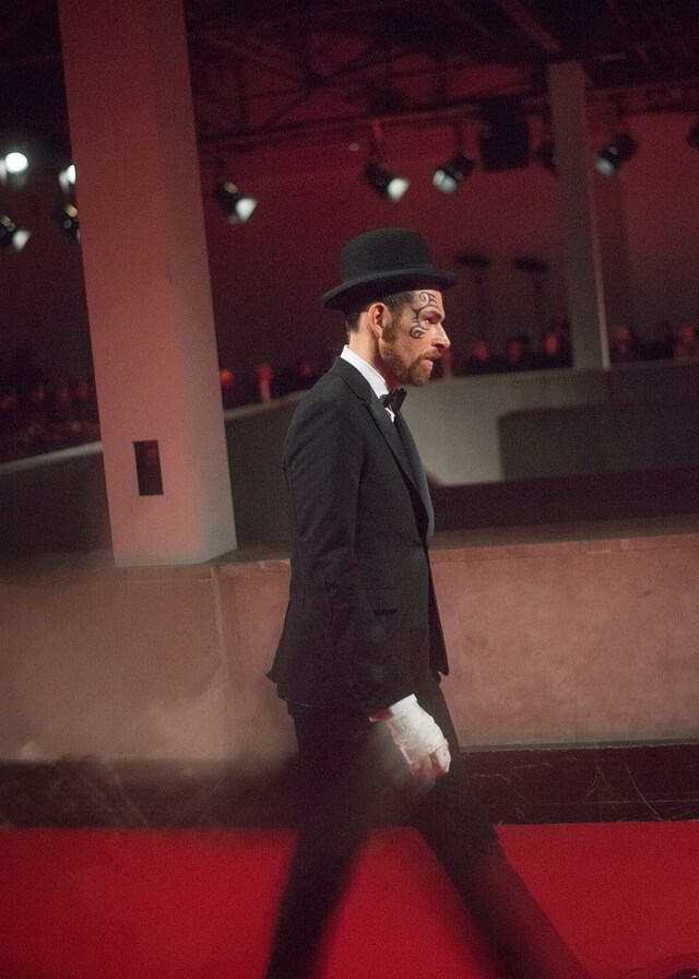Junya Watanabe AW15 Face Tattoo Bandage Bow Tie Bowler Hat 15
