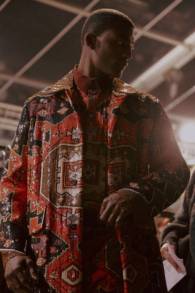 Givenchy AW15 Mens Dazed Backstage Sequin Aztec Print Jacket 7