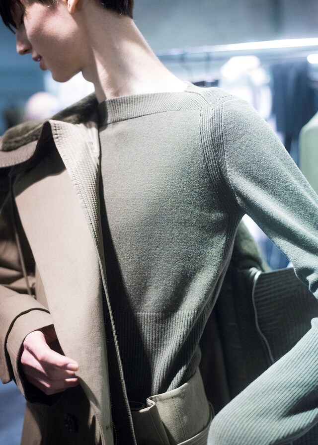 Juun.J AW15 Backstage Dazed Paris Grey High Neck Knit Jumper 11