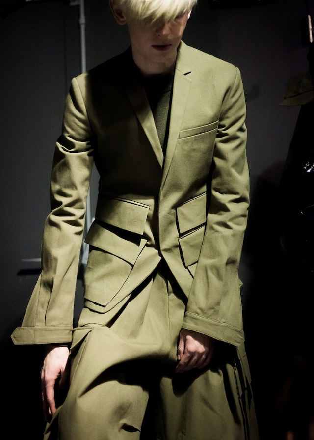 Juun.J AW15 Backstage Dazed Paris Khaki Suit Oversize Pocket 14