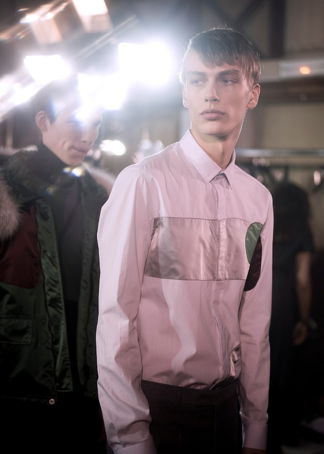 Krisvanassche AW15 Mens Nylon Insert White Shirt Green 6