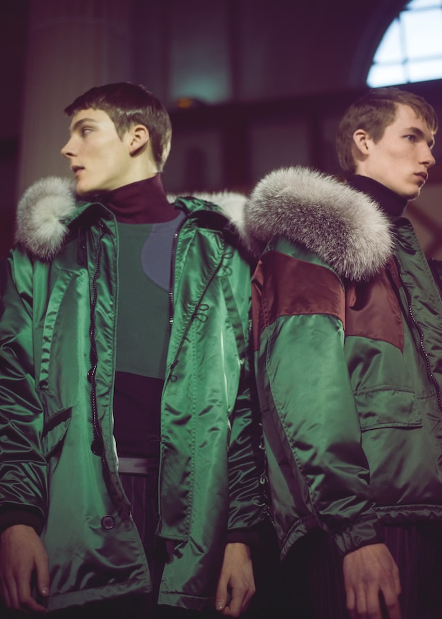 Krisvanassche AW15 Mens Green Nylon Coats Fur Hoods Zips 5