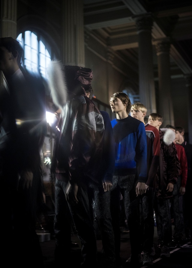 Krisvanassche AW15 Mens Maroon Fur Hood Nylon Bomber Line 18